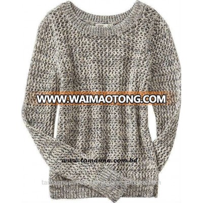 LATEST DESIGN LADIES CREW NECK TWISTED KNITTED PULLOVER SWEATER