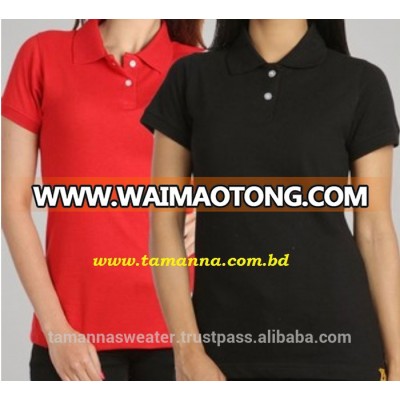 LADIES T-SHIRT: LADIES NEW ELEGANT COTTON SHORT SLEEVE PIQUE POLO-SHIRT