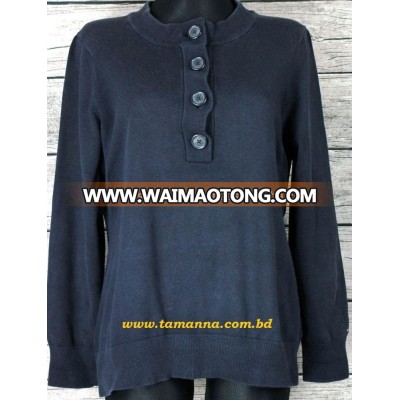 WOMEN SWEATER: NEW DESIGNED COTTON PULLOVER BUTTON SWEATER